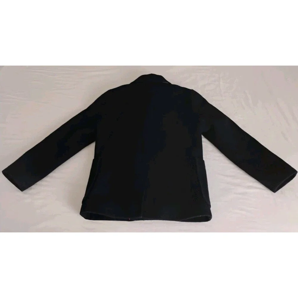 Mini Boden Boy's Navy Wool Pea Coat 7-8 Yr GC Plaid Flannel Lining Preppy Rare
